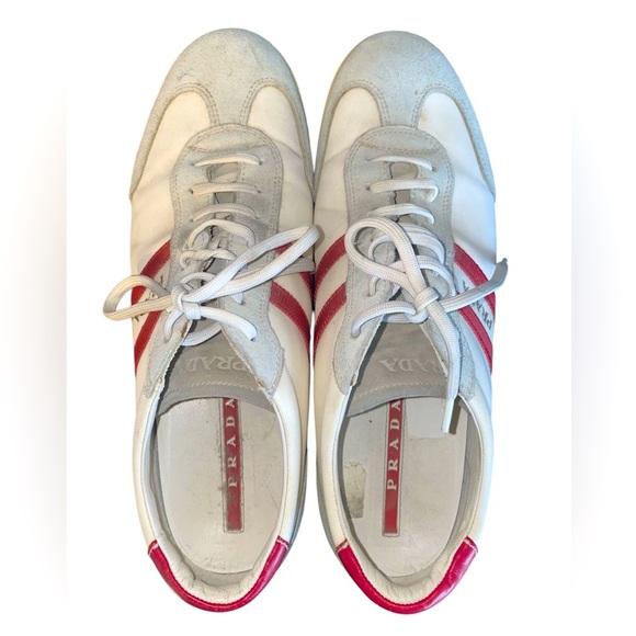 Prada White and Red Sneakers - Picture 4 of 12
